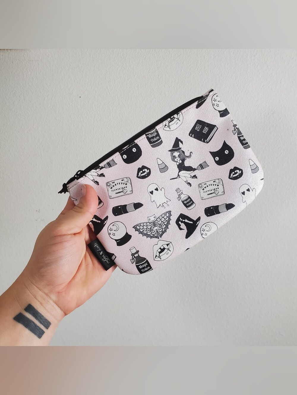 IPSY X Valfie Black Magic and Red LipsGlam Make-Up BagWitch Ghost Cat Halloween